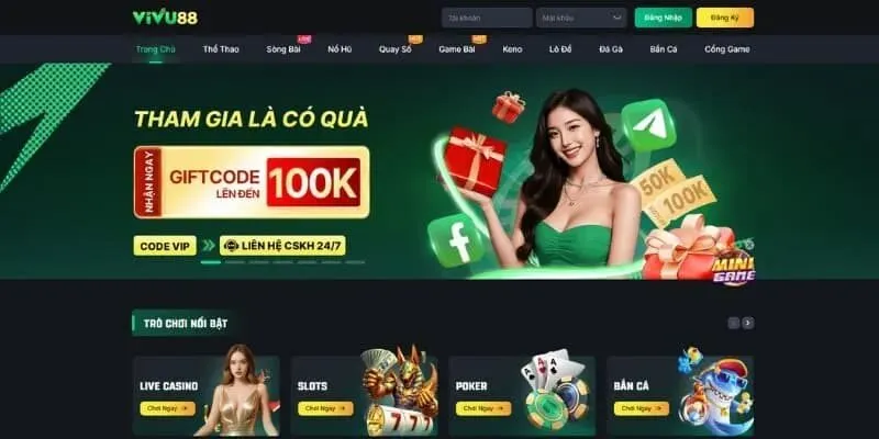Hình ảnh giao diện của nhà cái VIVU88 được thiết kế vô cùng đẹp mắt